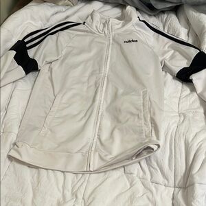 Adidas White Track Jacket with Black Stripes